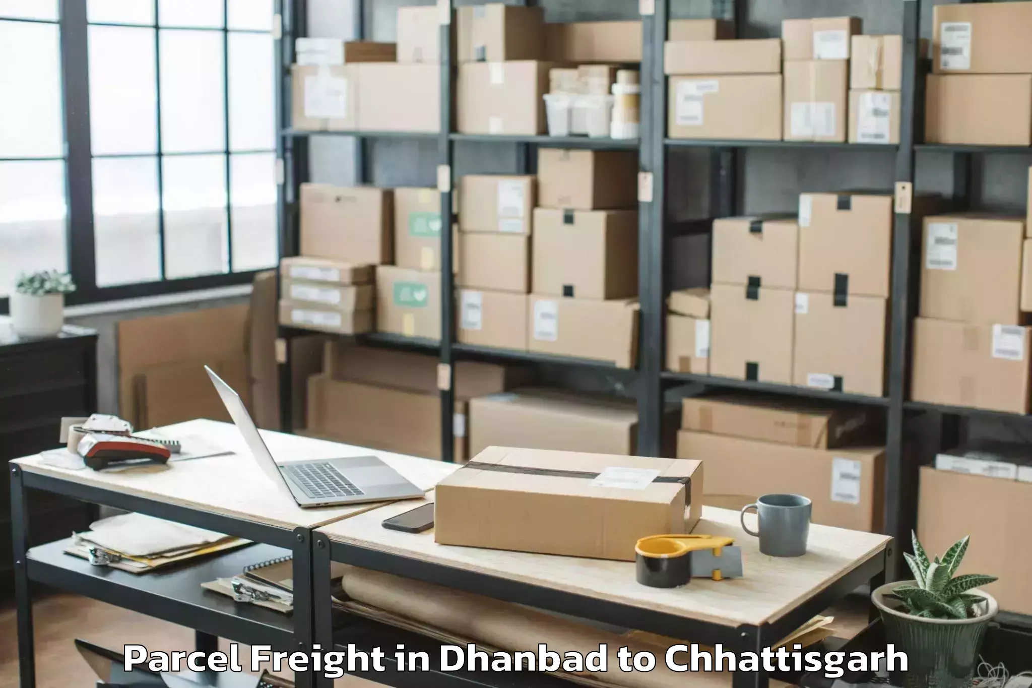 Quality Dhanbad to Saraipali Parcel Freight